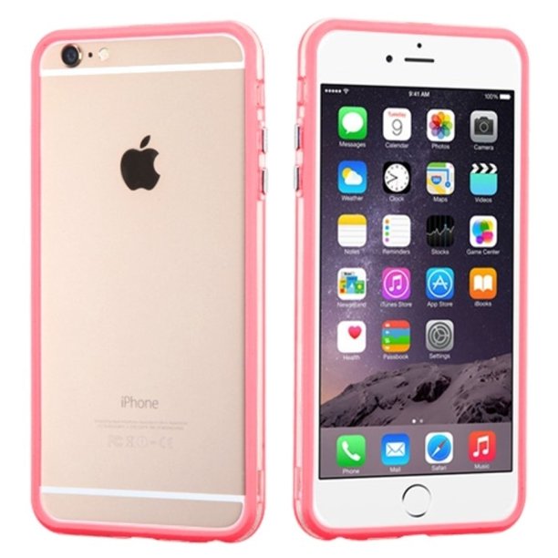 For Iphone 6s Plus 6 Plus 5 5 Rubber Gel Frame Bumper Case Cover By Insten Pink Clear Walmart Com