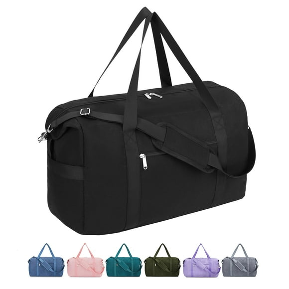 Bolsa de mano Narwey Carry on Luggage, 22 x 14 x 9 pulgadas, aprobada por las aerolíneas, bolsa de viaje plegable con bolsillo húmedo durante la noche para mujeres y hombres, 40 litros (negra)