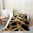 thumbnail image 2 of Erosebridal Contemporary Black Brown Flannel Blanket 60x80, Geometric Stripe Line Sherpa Throw, Abstract Decor, 2 of 7