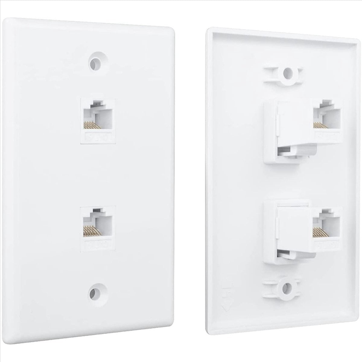10 Pack 2 Port Ethernet Wall Plate, Cat6 Female to Female Wall Jack RJ45 Inline Coupler Wall Outlet, White