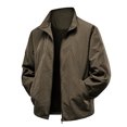 thumbnail image 2 of WTOBBY Men's Stand Collar Windbreaker Jacket, Lightweight Water-Resistant Casual Coat, Thin Layer for Outdoor Protection and Everyday Style,Coffee M, 2 of 4