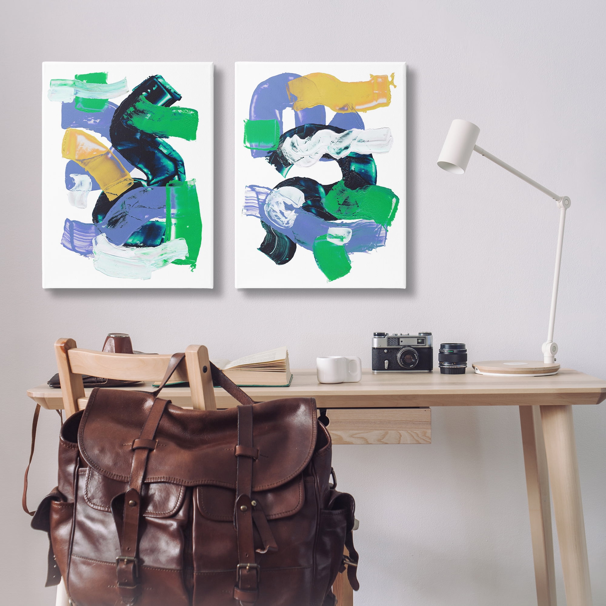 Stupell Industries Vibrant Abstract Tubes Abstract Painting Wrapped Canvas Art Print Wall Art, 24 x 36, Set of 2