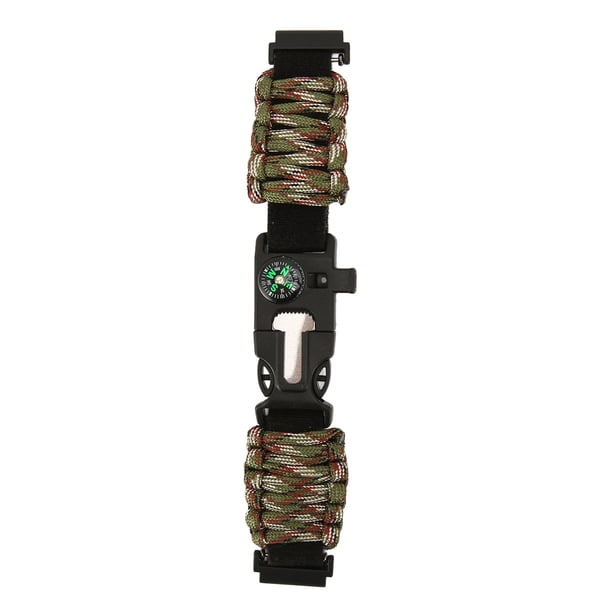 M Buder Pulsera de Supervivencia Paracord 22mm 6 en 1 Táctica Exterior Camuflaje Verde