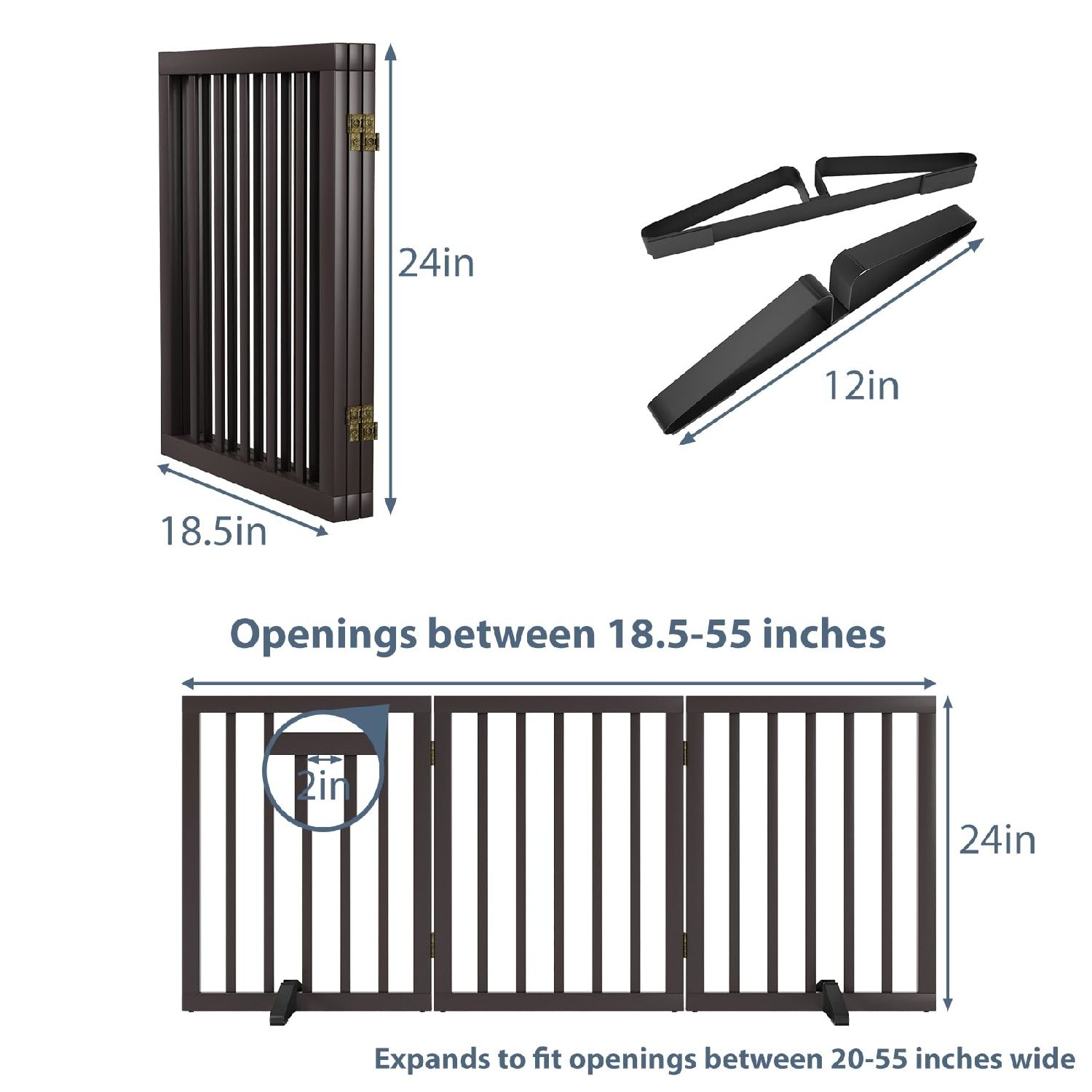 Dog Gates for Doorways Stair House Freestanding Pet Gates for Dogs Wooden Dog Gate with Support Feet Indoor Fence