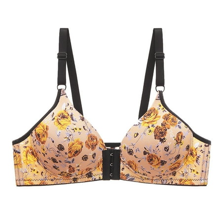 

Knosfe Support Wireless Bra for Women Full-Coverage Floral Comfort Push Up Bralette 85