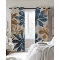 thumbnail image 3 of Navy Blue Brown Blackout Curtains 72 Inches Long for Bedroom, Tropical Botanical Palm Leaves Vintage Thermal Insulated Room Darkening Black Out Window Curtain Panels Grommet Drapes for Living Room, 3 of 8