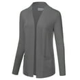 thumbnail image 2 of JJ Perfection Women's Solid Knit Open Front Cardigan With Pockets (Plus Size Available), 2 of 4