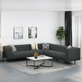 thumbnail image 2 of Noble House Prestage Contemporary Fabric Sectional Sofa, Charcoal, 2 of 13