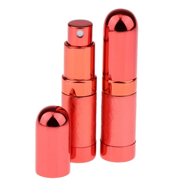 Spray de bomba de botella vacía de perfume recargable portátil de 2 piezas de 6 ml rojo