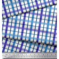 thumbnail image 3 of Soimoi Blue Crepe Silk Fabric Window Pane Check Printed Craft Fabric by the Yard 42 Inch Wide, 3 of 3