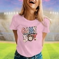 thumbnail image 2 of Casual Summer Tshirts For Women Fashion Baseball Mom Theme Printed Round Neck Short Sleeve T Shirt, 2 of 4