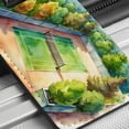 thumbnail image 6 of Tennis Court Watercolor Faux Leather Travel Luggage Tag, 6 of 7