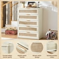thumbnail image 3 of Bedroom Dresser with 5 Drawers Set of 2, Boho Wooden Dresser for Entryway, Tall Storage Cabinet for Living Room, White, 3 of 8