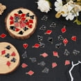 thumbnail image 4 of 96 piezas de 4 estilos de dijes de naipes, dijes de póker a granel, dijes de aleación de esmalte, corazón, rombo, flor de ciruelo, lindos dijes rojos y negros, 4 of 6