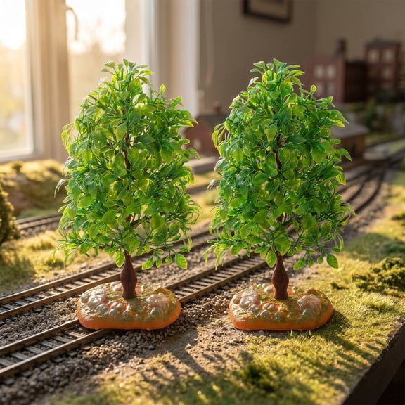 OUNONA 2-Pack Miniature Model Trees for Garden Landscaping, Perfect for Small Scale Greenery, Crafts, Dioramas, and Model Train Sets