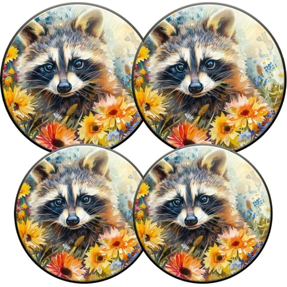 Gas Stove Burner Cover,Electric Stove Top Protector,Easy to Clean,Raccoon's Expressive Eyes in a Flower - filled Frame
