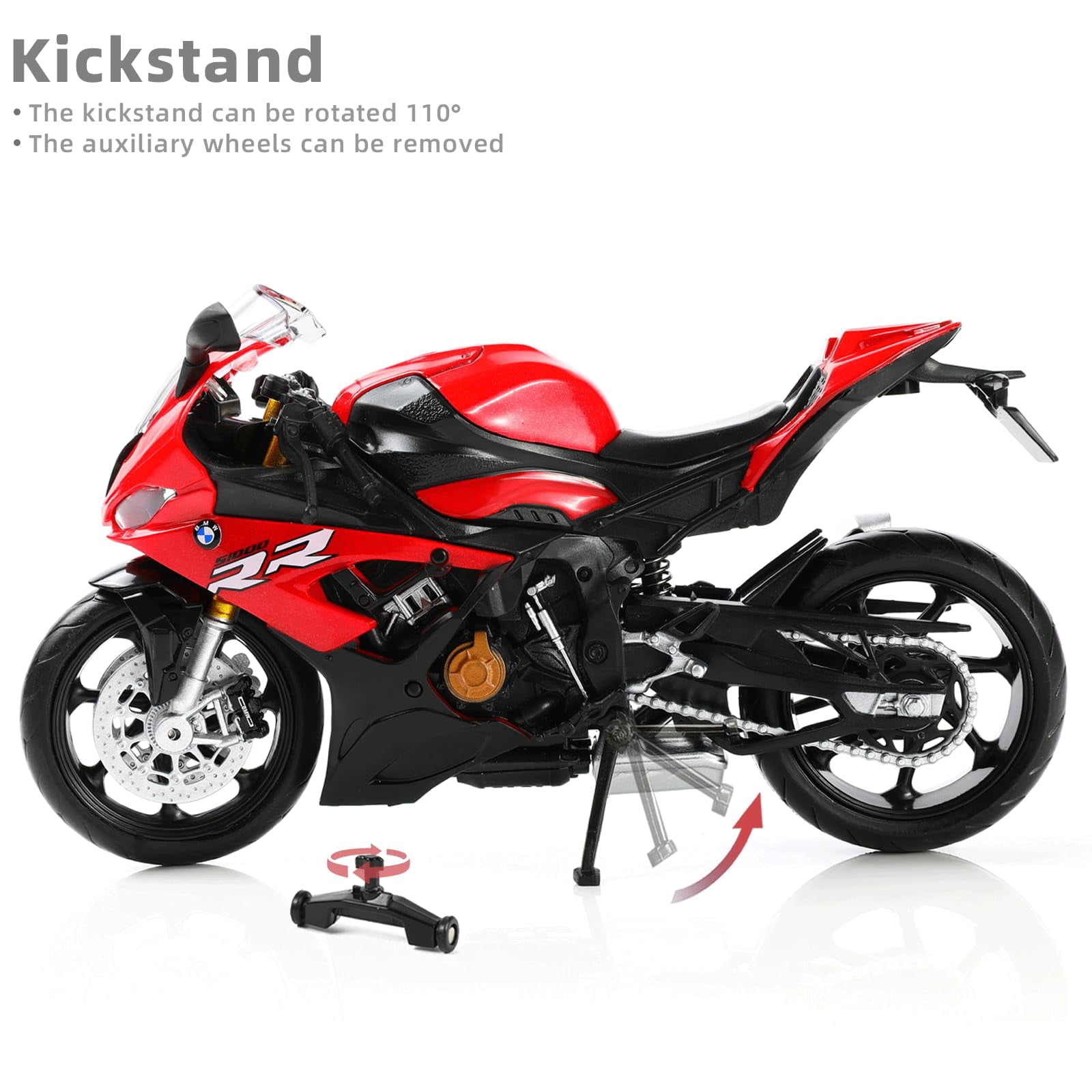 CHUNYAN 1:12 Motorcycle Model Toy for BMW S1000RR Metal Die-cast with Plastic Motorcycle Model No Assembly Required Mini Finished Moto Gift for Adult(White)