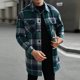 thumbnail image 5 of Blusa y camisa de manga larga con cuello vuelto para hombre, blusa holgada informal a cuadros a la moda con botones y cuello vuelto, blusa de poliéster para hombre, 5 of 5