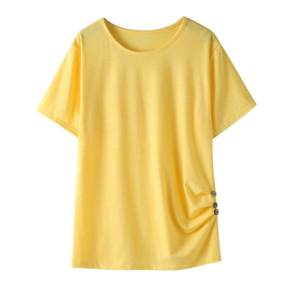 eileial Kids Girls T Shirts Casual Raglan Short Sleeve Crewneck Color Block Summer Tees,Yellow 6-7 Years