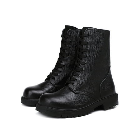 

Crocowalk Men Casual Lace Up Combat Boot Hiking Non-Slip Military Tactical Army Boots Breathable Round Toe Black 5.5