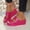 Hot Pink, variant on Women's Wedge Slide Sandals Summer Casual Thick Sole Platform Mules with Peep Toe Design Solid Color Faux Leather Slip On Heeled Sandals for Beach Daily Walking Outdoor Use