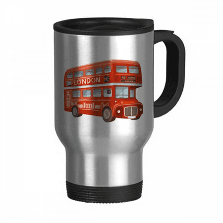 

Britain UK London Red Double Decker Bus Travel Mug Flip Lid Stainless Steel Cup Car Tumbler Thermos