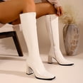 thumbnail image 5 of Wowcloth Women's Winter Knee-High Boots – Plus Size, Straight Leg, Solid Color, Pointed Toe with Side Zipper and Mid Heel for Casual Fashion, 5 of 9