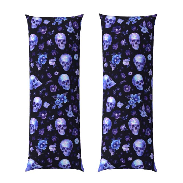 Fotbe Skull flower leaf purple Funda para Almohada Corporal con Diseño, Funda de Microfibra Ultrasuave de 20x54 Pulgadas, Ropa de Cama Elegante