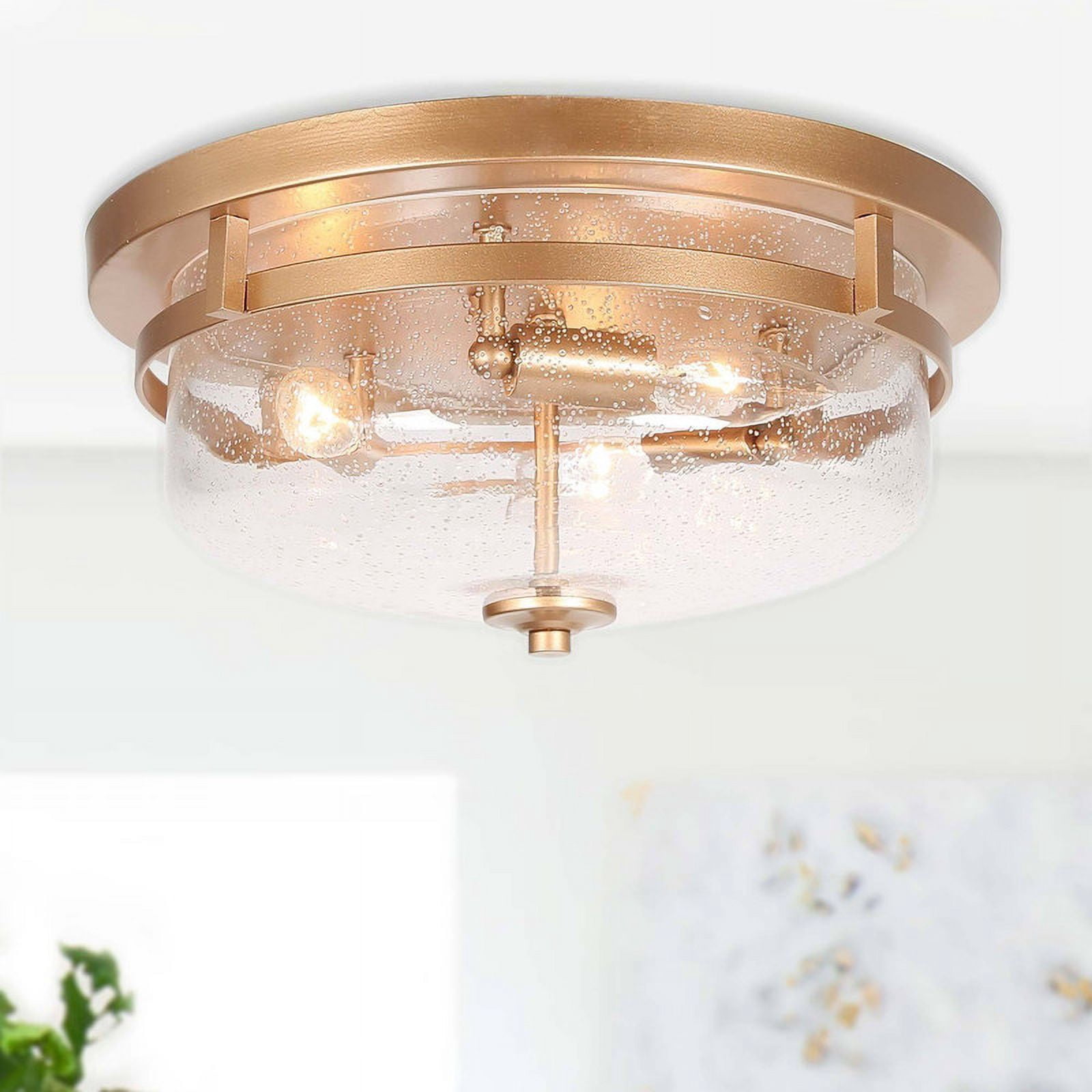LNC Ellan 3-Light 13-in Matte Gold LED Flush Mount Light