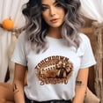 thumbnail image 2 of Touchdown Season Shirt | Leopard Bow Football Graphic Tee for Women, Dark Heather, Size 2XL, 2 of 6