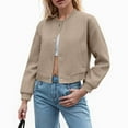 thumbnail image 2 of Womens Cropped Jacket Button Down Long Sleeve Winter Casual Coats Outerwear Women Autumn Winter Cropped, 2 of 5