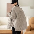 thumbnail image 2 of Chaqueta de plumón de pato gris con diseño de cordón de color sólido con solapa informal de terciopelo de moda de otoño e invierno, 2 of 6