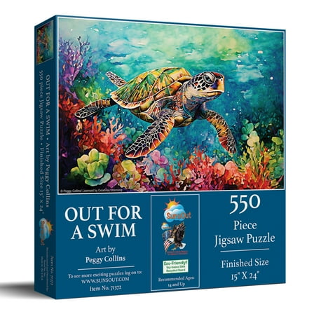 SUNSOUT INC - Out for a Swim - 550 pc Jigsaw Puzzle by Artist: Peggy Collins - Finished Size 20" x 27" - MPN# 71372