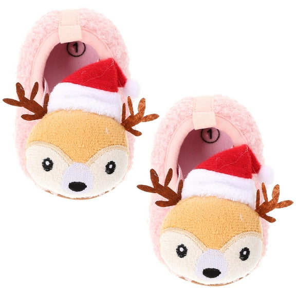 KAKOWELY 1 Pair Baby Girls Shoes in Pink Cotton Cloth for Newborns with Thickened Winter Design