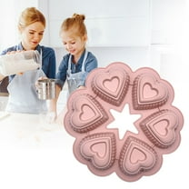 6 Cavities Heart Shape Silicone For Functions Baking Soap Fondant Jelly Candy Cookie Ice Cube Small Cake/ Nordic Pink Chiffon Cake Mold