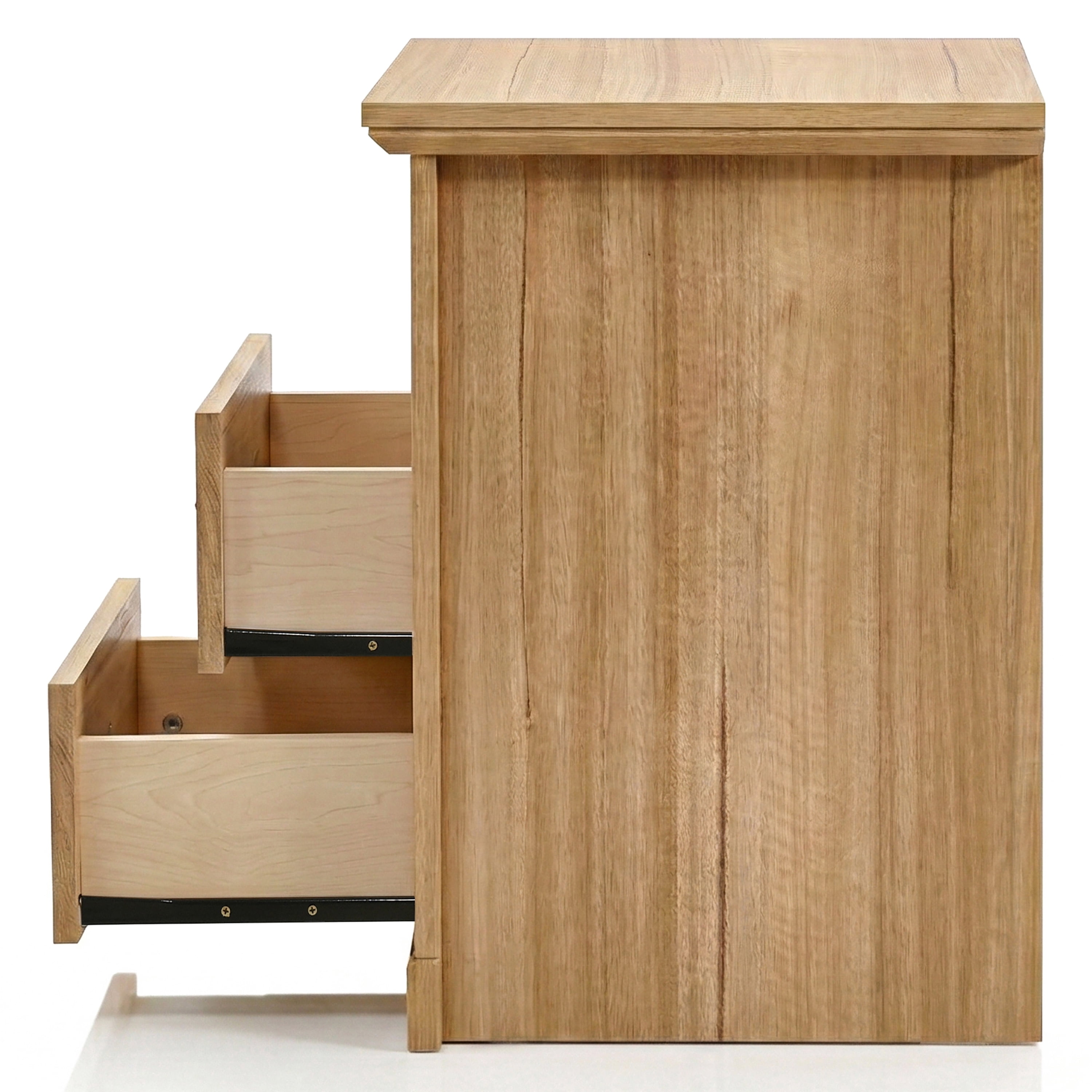 Furniture of America Chara Modern Wood 2-Drawer Nightstands with Open Top Shelf, Set of 2, Natural
