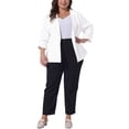 thumbnail image 2 of Agnes Orinda Women's Plus Size Blazers Lapel Collar Open Front 3/4 Sleeve Wear-to-Work Jackets 1X White, 2 of 6