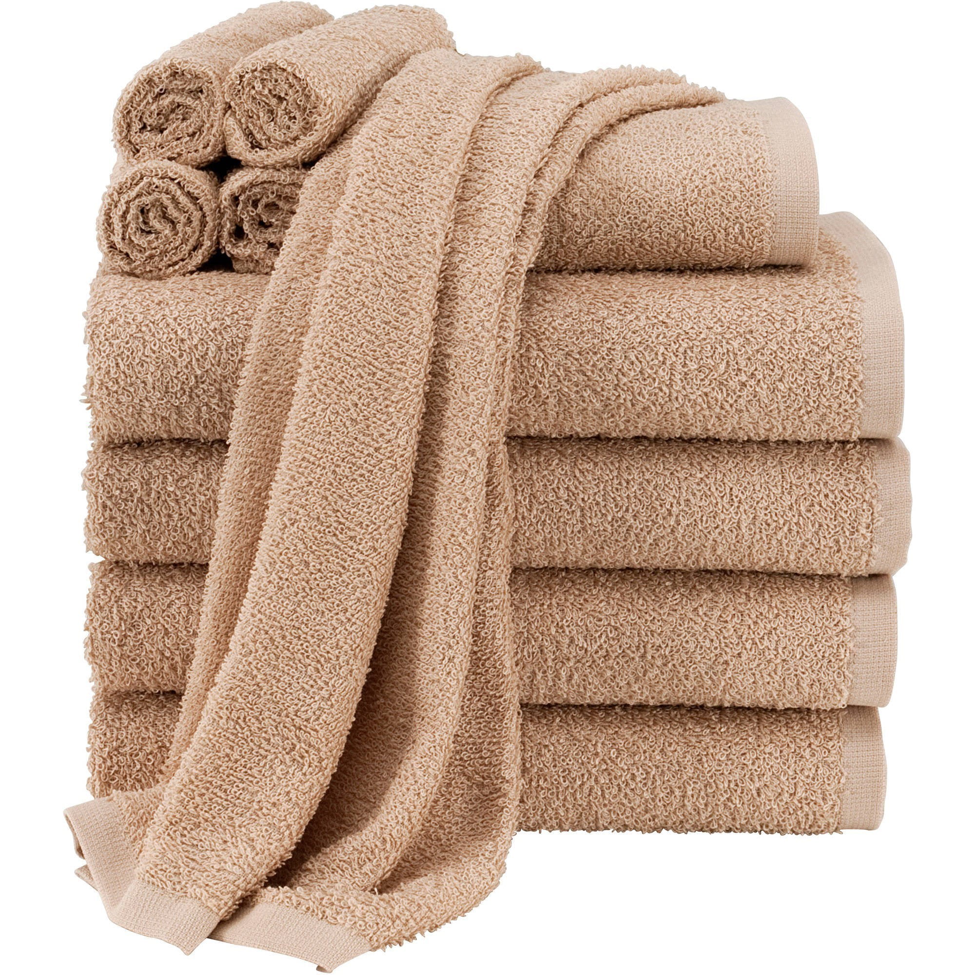 Eco-Friendly Bathroom Towels Dark Grey Woven Solid Color Absorbent Towels 12-Pack Washcloth Set PureSoft Collection 