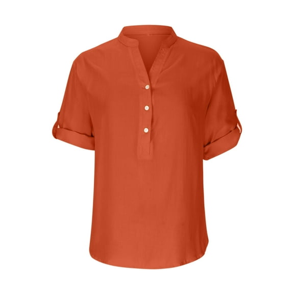 asdoklhq Womens Summer Tops, Women Solid Color Short Sleeve Comfortable Breathable V-Neck Shirt Tops