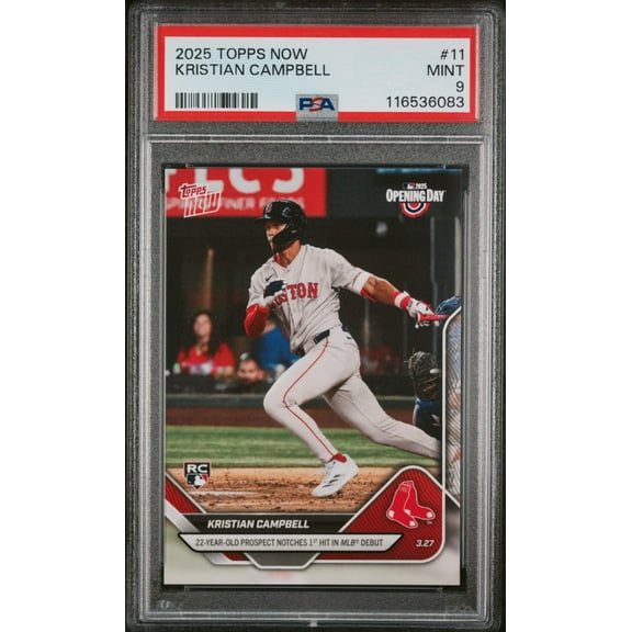 Graded 2025 Topps Now Kristian Campbell #11 Rookie RC Baseball Card PSA 9 Mint