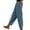 Blue, variant on Womens Crinkle Corduroy Harem Pants Elastic Waist Side Button Detail Loose Cropped Casual Trousers with Pockets,S