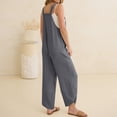 thumbnail image 4 of Women's Casual Loose Bib Jumpsuit Wide Leg Sleeveless Pocket Overall Romper, 4 of 6