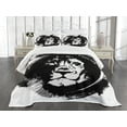 thumbnail image 3 of Ambesonne Lion Quilted Bedspread Set 3 Pcs, King of the Forest Freedom, Queen Size, Black and White, 3 of 5