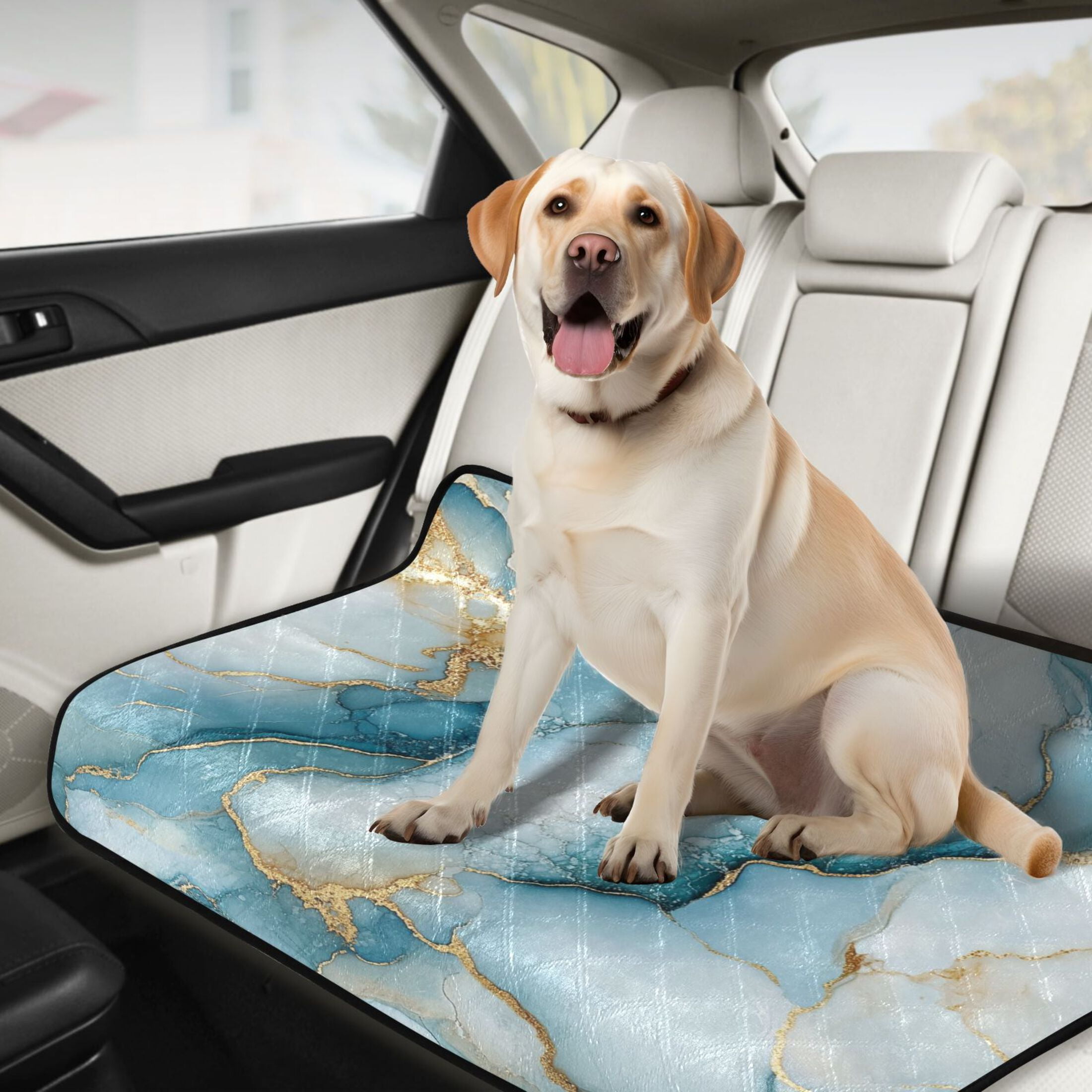 Qxltty Cyan Gilt Marble Cat litter Pads Pet Set of 2 Diaper Mats Center Anti-leakage Layer Absorbent Soft and Comfortable