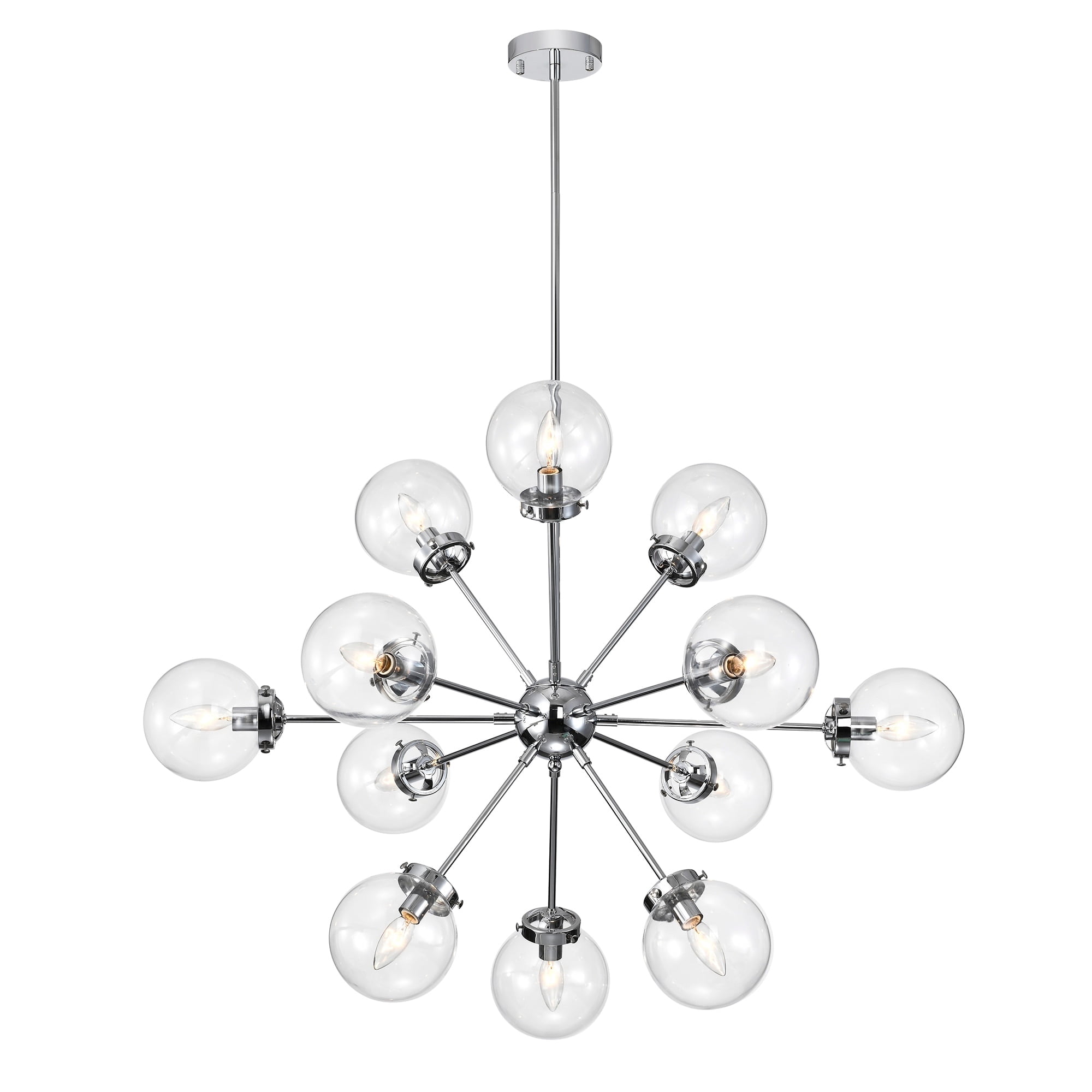 Masakee 12-light Sputnik Metal Chandelier with Clear Glass Globe Shades