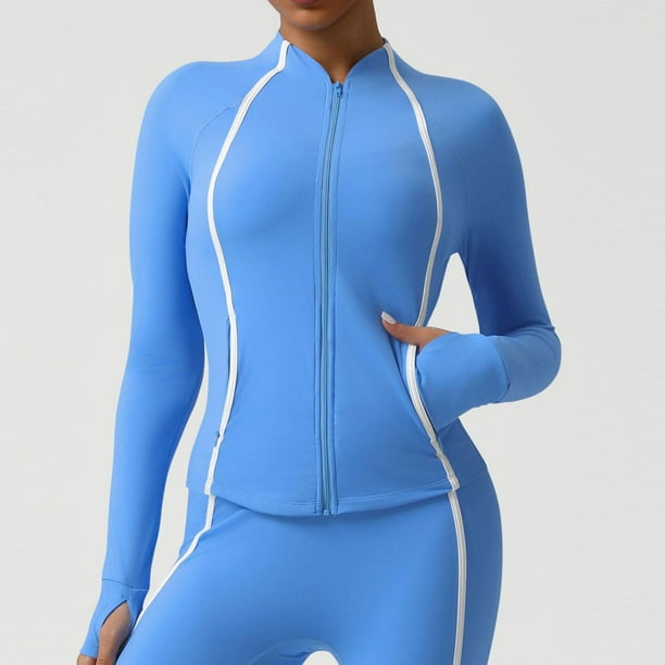 Ailaofu Running Jacket for Women Workout Jackets Zip Up Slim Fit Athletic Yoga Cropped Tops