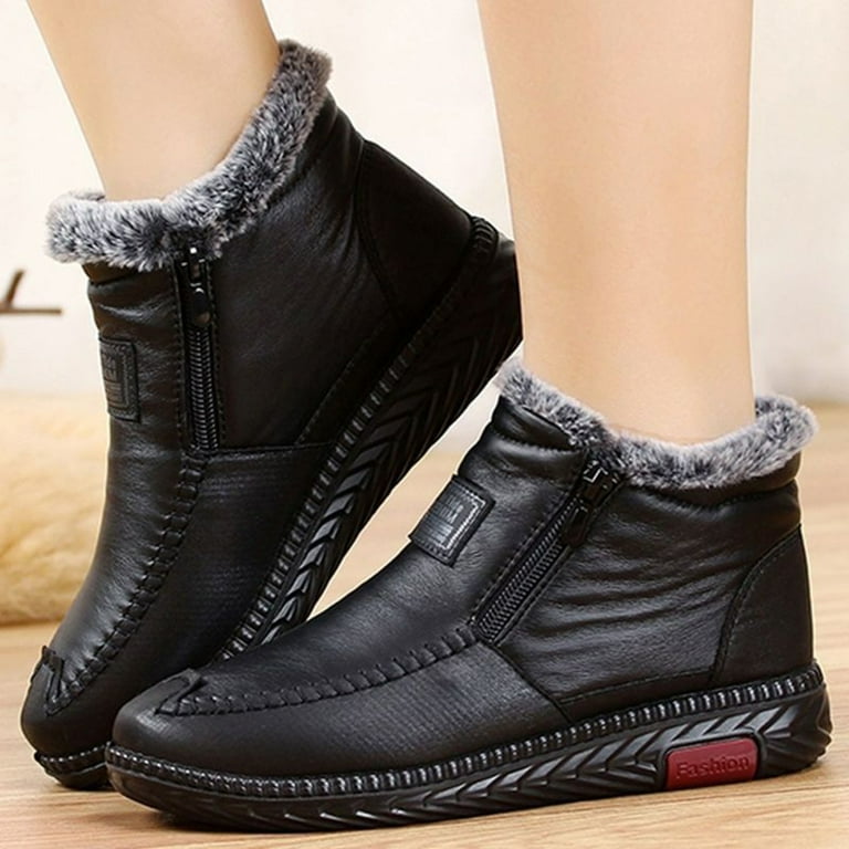 Flat Ankle Boots Short Boots Solid Color Comfy Outdoor Ladies Shoes for Halloween Thanksgiving Christmas Gifts 37 Wine Red