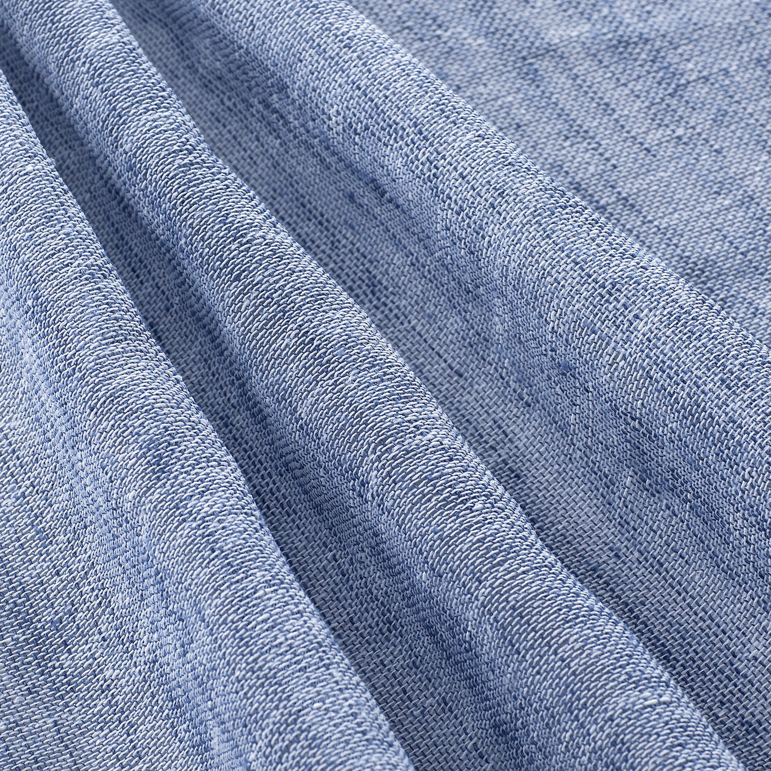 Dainty Home Natural Tassels 3D Tassels Design Linen Look 70" x 72" Shower Curtain in Denim Blue