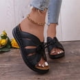 thumbnail image 4 of Summer Sandals,Womens Walking Sandals,Comfortable Sandals for Women,Wide Sandals for Women,Wedge Sandals,Women's Solid Color Flat Bottomed Casual Beach Shoes, Sandals, Women's Shoes,Black,6.5, 4 of 6