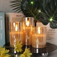 thumbnail image 4 of GenSwin Flameless Led Candles Flickering Battery Operated with Remote, Real Wax 3D Wick Moving Pillar Candles with Timer Remote Glass Effect for Festival Wedding Christmas Home Decor(Gold), 4 of 4